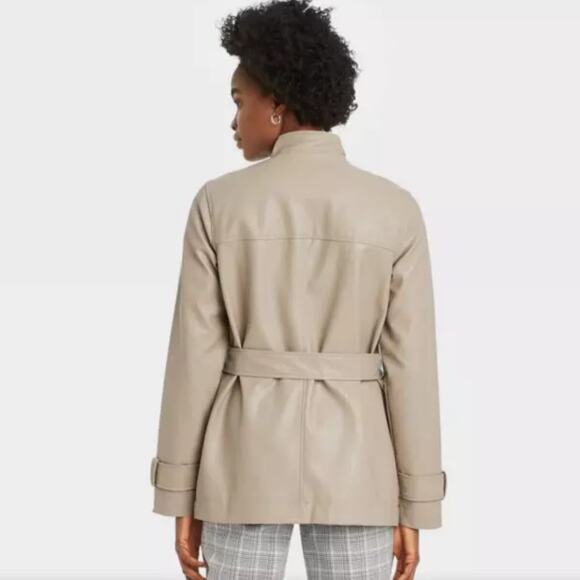 A New Day Faux Leather Jacket Tan Women’s Size Large NEW - Picture 10 of 11